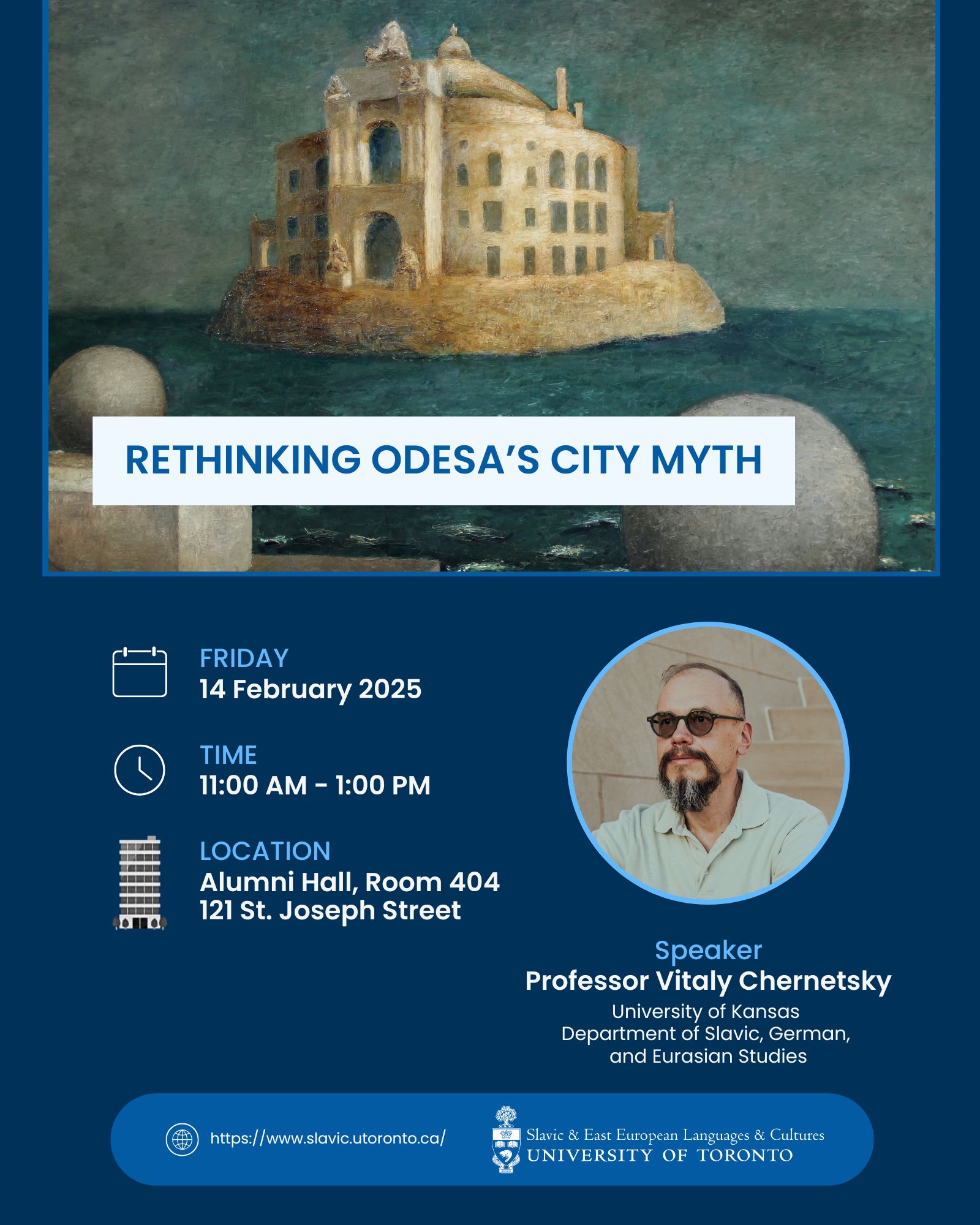 Poster for Prof. Chernetsky's talk entitled "Rethinking Odesa's City Myth"