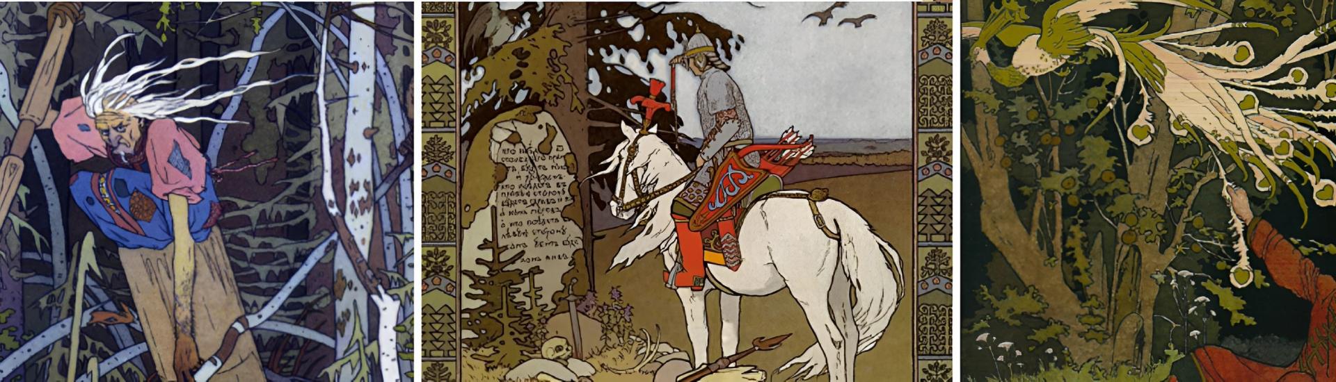 Slide image displaying illustrations from Slavic literature